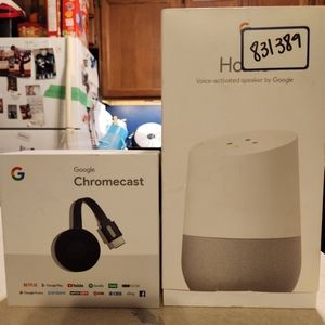 Google Home Voice Activated Speaker with the Google Chtomcast.